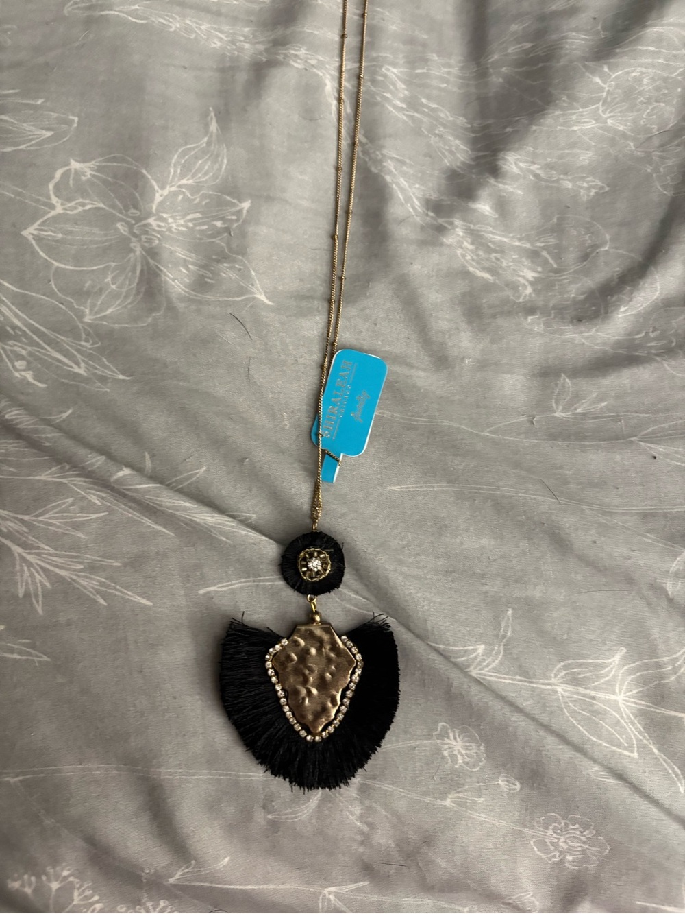 Black & Gold Fringe Pendant Necklace - Women Jewelry